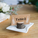 20Pcs Premium Rustic Place Card Holders and 24Pcs Kraft Table Place Cards, Wood Table Number Holders, Wood Photo Holders, Name Card Photo Picture Holders for Thanksgiving, Wedding Party
