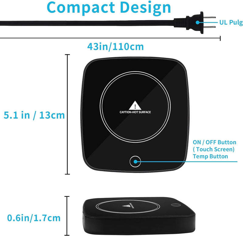 Coffee Cup Warmer for Desk, Smart Coffee Mug Warmer for Desk Home Office Use with 3 Temperature Setting, Beverage Warmer Candle Warmer for Tea, Water, Milk, Coffee Mug Warmer, Coffee Heating Plate