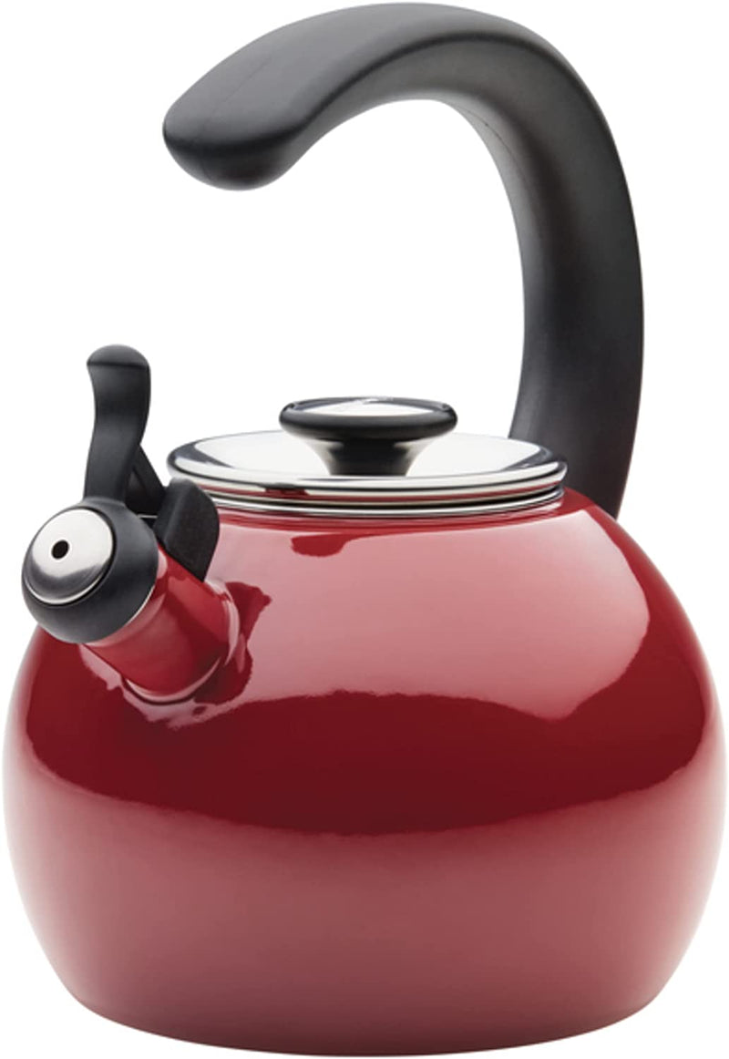 Circulon Enamel on Steel Whistling Teakettle/Teapot With Flip-Up Spout, 2 Quart - Navy