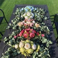 Wedding Arch Flowers, 30 Inch Rustic Artificial Floral Swag for Lintel, Green Leaves Rose Peony Sunflowers Door Wreath Home Decoration
