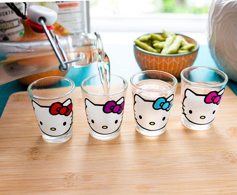 Silver Buffalo Sanrio Hello Kitty Faces 1.5-Ounce Mini Shot Glasses | Set of 4