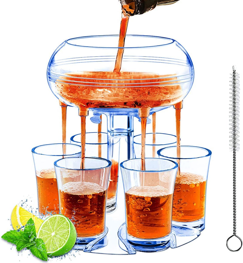 MOKOQI Acrylic Shot Glasses Dispenser, 6 Shot Glass Dispenser and Holder for Liquid Fun Drinking in College, Camping, 21st Birthday Home Parties
