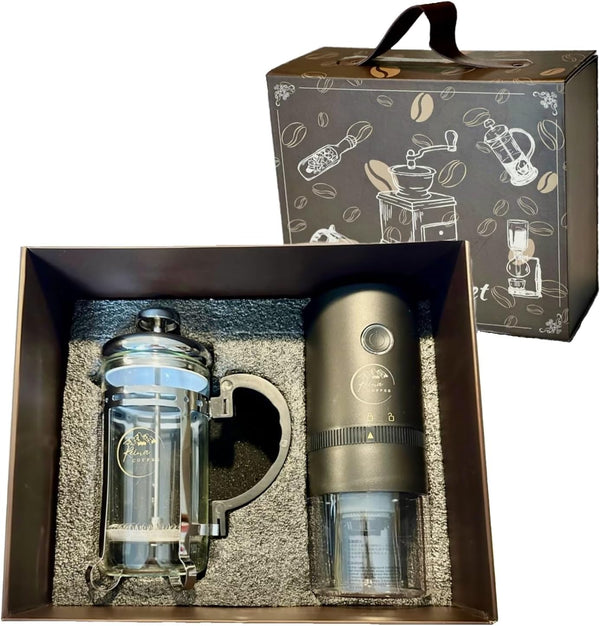 Connoisseur's Coffee Gift Set - Coffee French Press and Coffee Grinder Set - Gift for Men, Gift for Coffee Lovers, Gift for Christmas, Wedding, Occasions