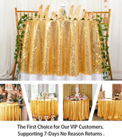 50" round Tablecloth Gold Sequin Tablecloth Shimmer Fabric Table Cover Overlay Sparkle Cake Dessert Table Linen Gold Sequence Circular Table Cloth for Birthday Party Christmas Banquet Decoration