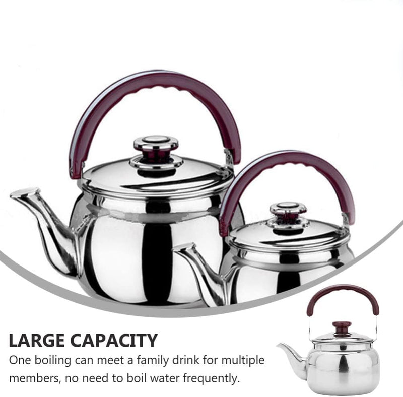 LIFKOME Traditional Stainless Steel Heavy Duty Tea Kettle With Sandwich Bottom and Specialty Cool Touch Handling Mirror Finish Stainless Steel Whistling Tea Kettle Stove Top