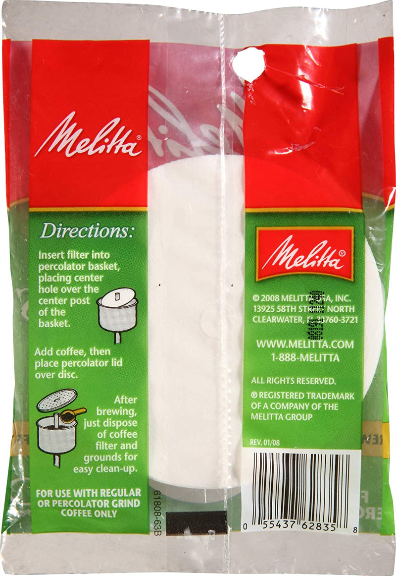 Melitta 3.5 Percolator Disc Coffee Filters, White, 100 Count