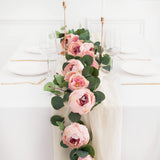 2Pcs Artificial Flowers Garland Eucalyptus Garland Peonies Artificial Flowers Faux Flower Vines for Bedroom Room Decor Wall Hanging Plant for Wedding Arch Party Decor (Vintage Pink)