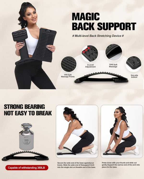 Refresh Neck and Back Stretcher Board,Three Level Back Streching Device for Lower/Mid/Upper Relieve Back Muscle Tightness,Spine Board Back Cracker, Lumbar Support Massager