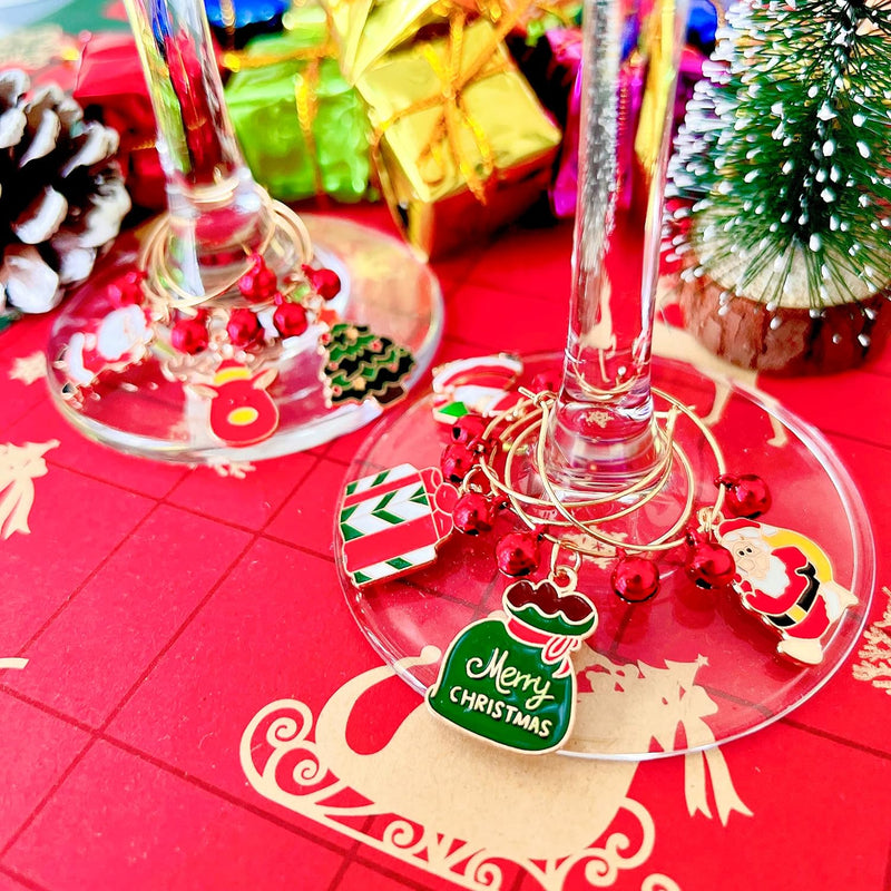 LeYeLuo Christmas Wine Glass Charms Wine Charms for Stem Glasses Wine Drinker Gift Wine Tasting Party Favors Decorations Christmas Wine Charms