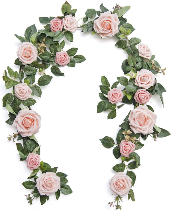 5FT Blush Pink Artificial Rose Flower Runner for Weddings and Events