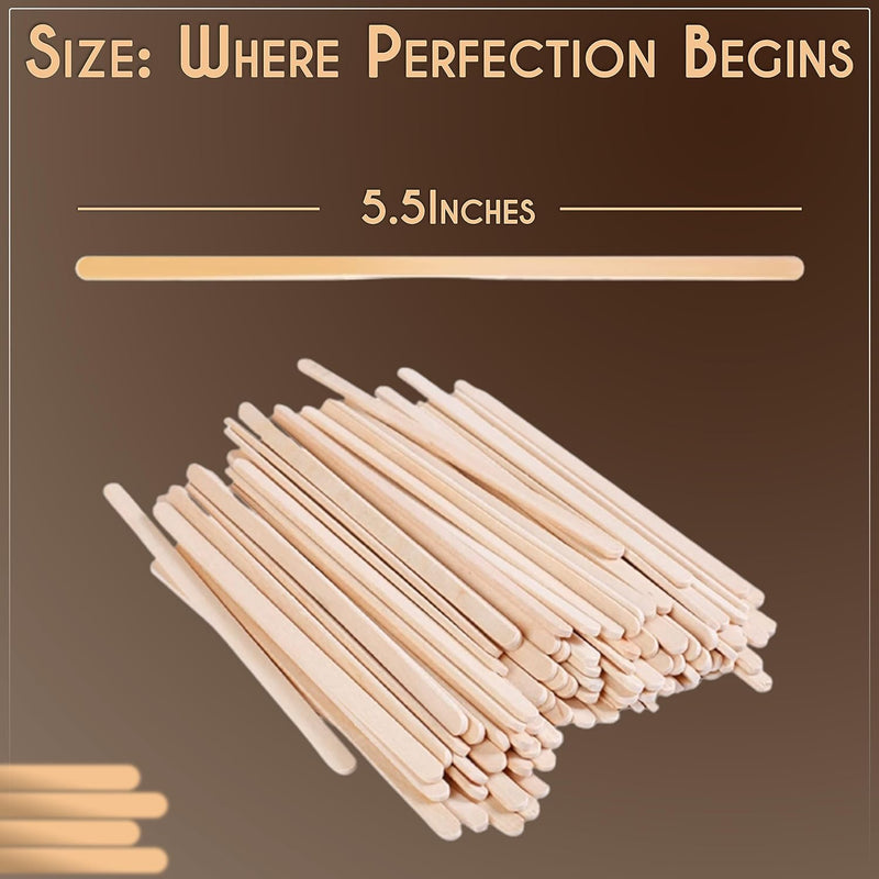 Perfect Stix Premium Wooden Coffee Stirrer Sticks, Thick Birch Wood 1000 Count, 5.5" Inches. Eco-Friendly Wooden Stirrers (5.5Inches / 1000PC)