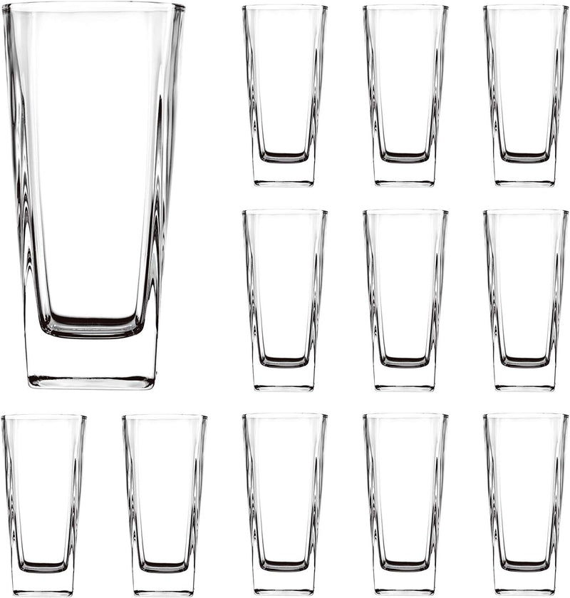 QAPPDA Glass Cups 10 oz, Clear Highballl Glass Cocktail Glass Drinking Glasses For Kitchen,Heavy Base Water Cup For Juice,Cocktails,Beverages,Drinking Cups Beer Cups Set Of 12 KTY1002