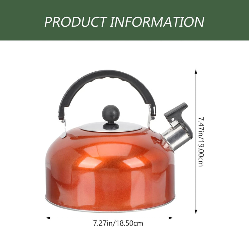 Kisangel Stainless Steel Water Kettle Whistling Teapot Mini Hot Water Stovetop Tea Kettle for Sounding Kettle,Orange