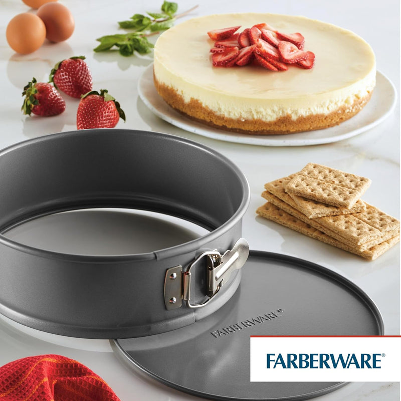 Farberware Nonstick Bakeware Springform Baking Pan / Nonstick Springform Cake Pan / Nonstick Cheesecake Pan, Round - 9 Inch, Gray