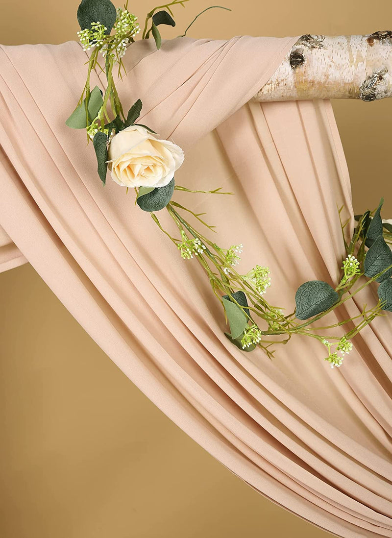 Characters 2 Panels Chiffon Drapes for Wedding Arch Backdrop Party  Ceremony Decoration 27 X 216 Inch Nude