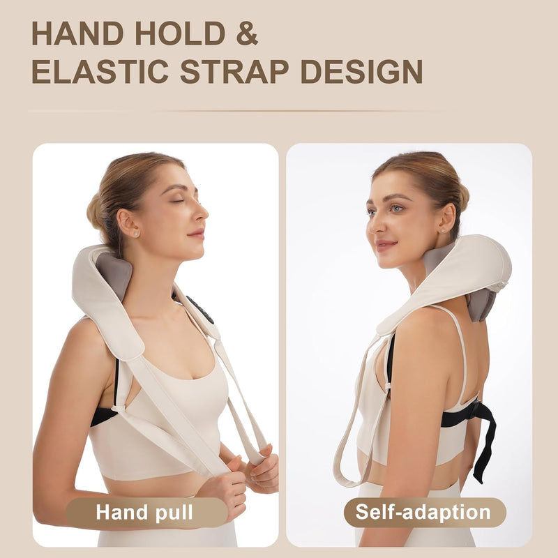 Ripoa Electric Neck and Shoulder Massager with Heat, Cordless Kneading Back Trapezius Shiatsu Massage Pillows for Pain Relief Deep Tissue Gift Ideals