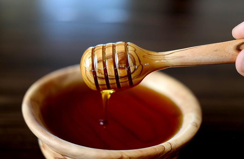 TOI Design Naturally Olive Wood Honey Dipper/Drizzlier, Wood Honey Stick, Honey Spoon