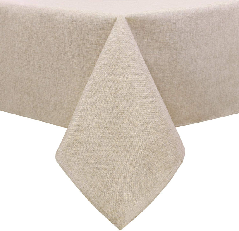 Wrinkle and Stain Resistant Beige Tablecloth - 54x80 Inch