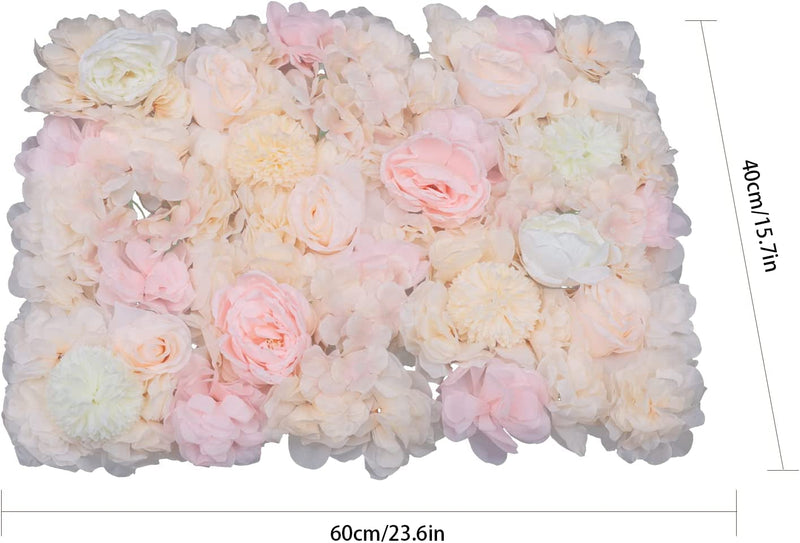 6 Pcs Flower Wall Panels - Champagne Rose Artificial Floral Decor for Events and Home