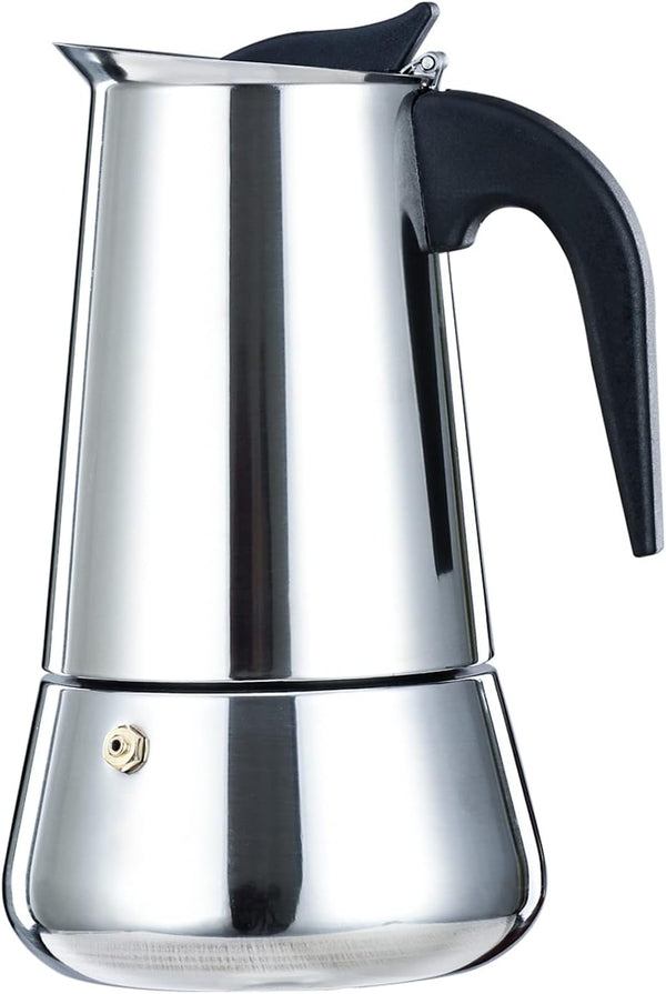Simyolife Stovetop Espresso Maker Stainless Steel Italian Coffee Maker Moka Pot Induction-Capable Moka Coffee Machine Cafe Percolator Maker, Silver (12-Cups, 20oz/600ML)-Mother's Day Gifts