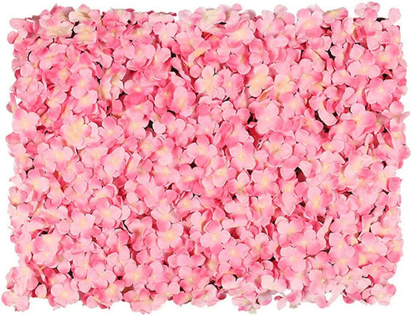 12-Pack Artificial Silk Rose Flower Wall Panels - WeddingPartyPhotography Backdrop - Pink