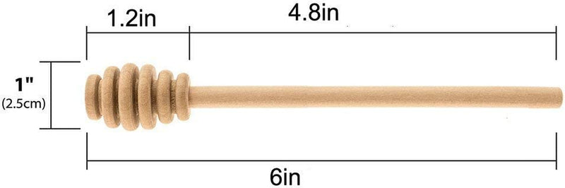 Creative Hobbies® 6 Inch Wood Honey Dipper Stick Server for Honey Jar Dispense Drizzle Honey New | Pack of 6