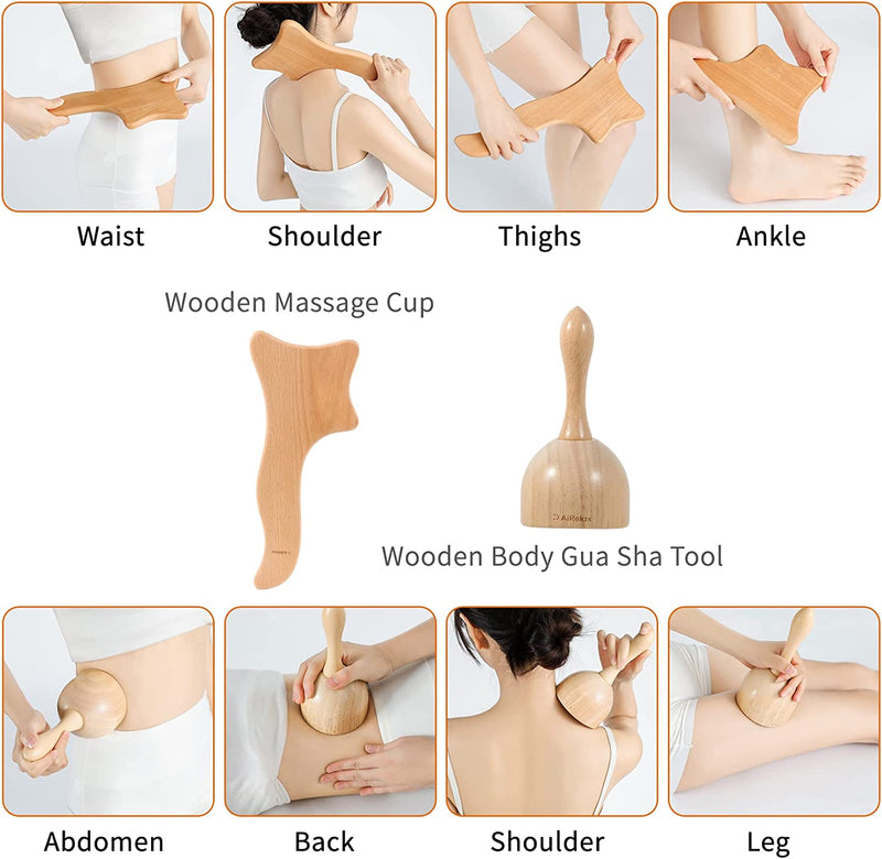 7 Pack Wood Therapy Massage Tools for Body Shaping Set, Cellulite Massager,Maderoterapia Kit Colombiana,Lymphatic Drainage Massager Tools for Neck Back Waist Pain Relief