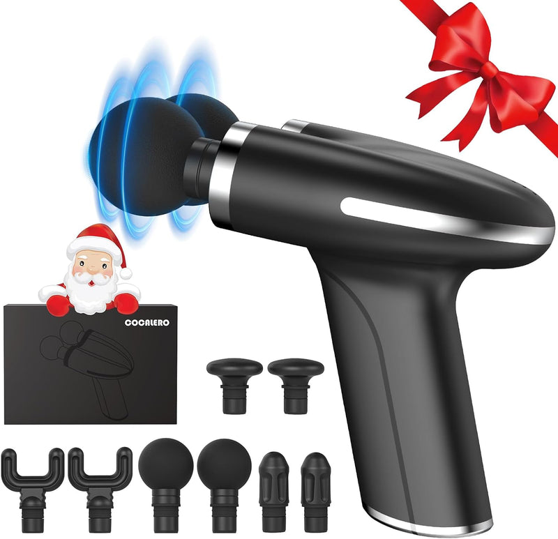 Cocalero Massage Gun Deep Tissue, Portable Percussion Massage Gun for Back Neck Muscle Pain Relief, Double-Head & Quiet Muscle Massager Gun with 8 Massages Heads, Christmas Gifts for Men & Women