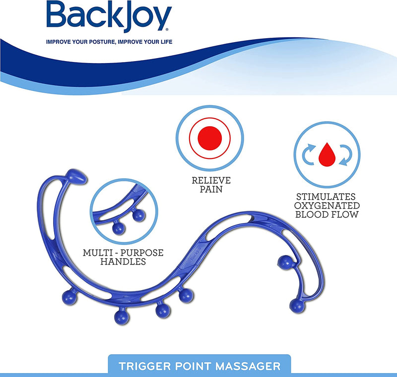 BackJoy Trigger Point Massager Tool, Handheld Massage Stick, Collapsible, Pain & Stress Relief for Muscles in Back, Neck, Feet & Body