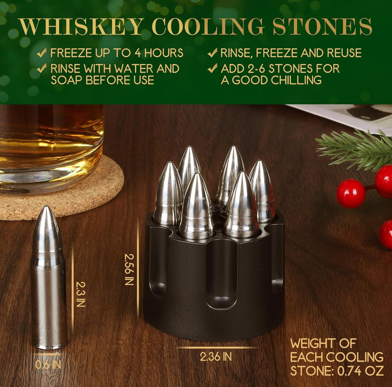 Stocking Stuffers for Men Dad Husband Him - Mens Gifts for Christmas, Whiskey Stones Silver - Mens Stocking Stuffers, Christmas Day Gifts for Men Adults - Grandpa, Papa, Men Gifts Ideas for Christmas