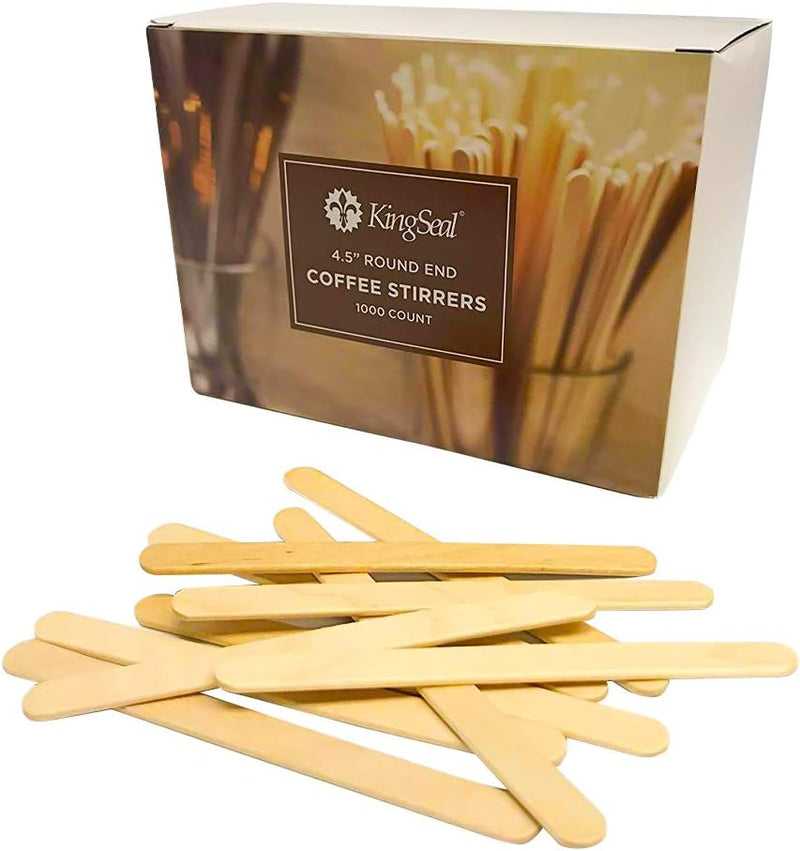 KingSeal Natural Birch Wood Coffee Beverage Stirrers, Stir Sticks, Waxing Sticks, 7.5 Inches, Round End - 2 Packs of 500 (1000 Count)