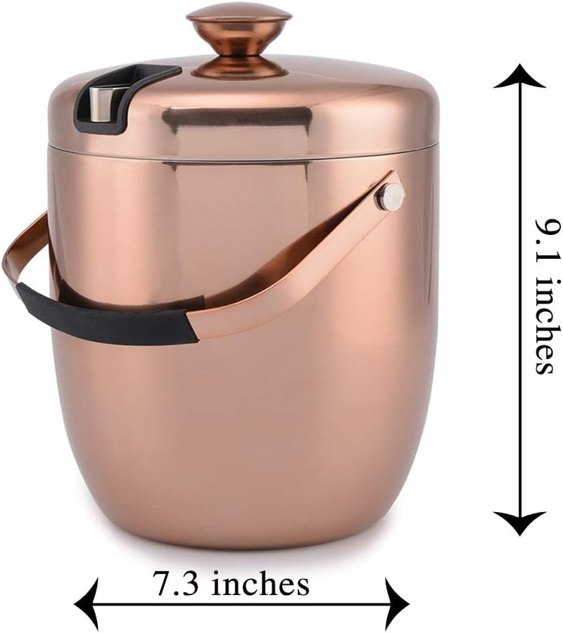 malmo Ice Bucket - Double Walled Stainless Steel Ice Bucket - Wine Bucket with Tongs & Thickened Lid (3 L) - Portable Chiller Bin Basket for Parties, BBQ & Buffet