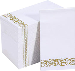 200 Pack Vplus Paper Napkins Guest Towels Disposable Premium Quality 3-ply Dinner Napkins Soft, Absorbent, Party, Wedding Napkins for Kitchen, Parties, Dinners or Events (Gold)