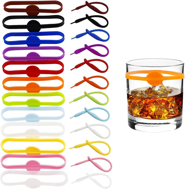 AWF Tomrrom 24Pcs Wine Glass Markers for Drinks, Cocktail Drink Markers, Glass Tags, Suitable for Bottle Identification for Parties or Families