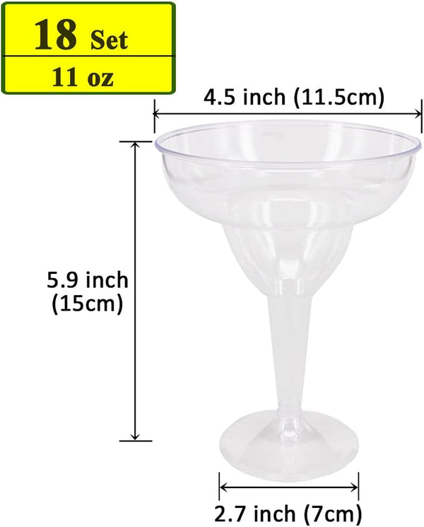 Belinlen 18 Count 11oz Clear Hard Plastic Margarita Glasses/Party Cups Wedding Parties Cocktail Cups