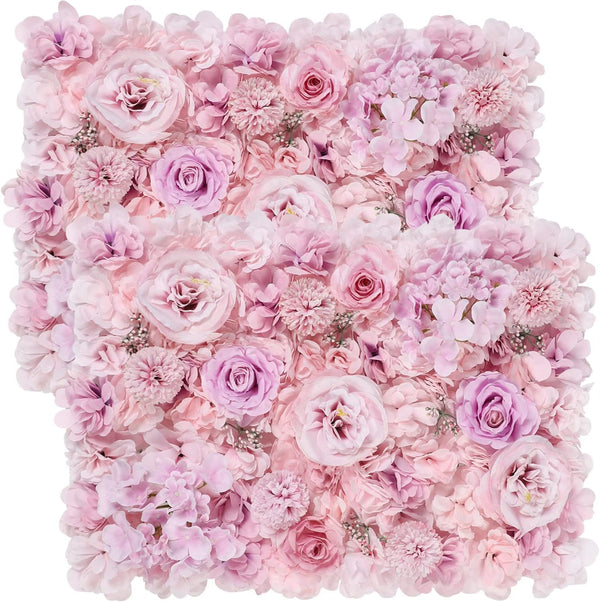 2 Pack Artificial Flower Wall Panels - 16X24 Hydrangea Flower - Purple Backdrop Decoration for Weddings  Parties