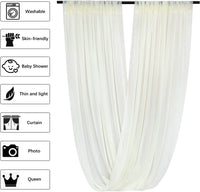 Ivory Ceiling Drapes 6 Panels 5Ftx10Ft Wedding Arch Draping Fabric Chiffon Wedding Drapes Curtain Decorations with Rod Pocket