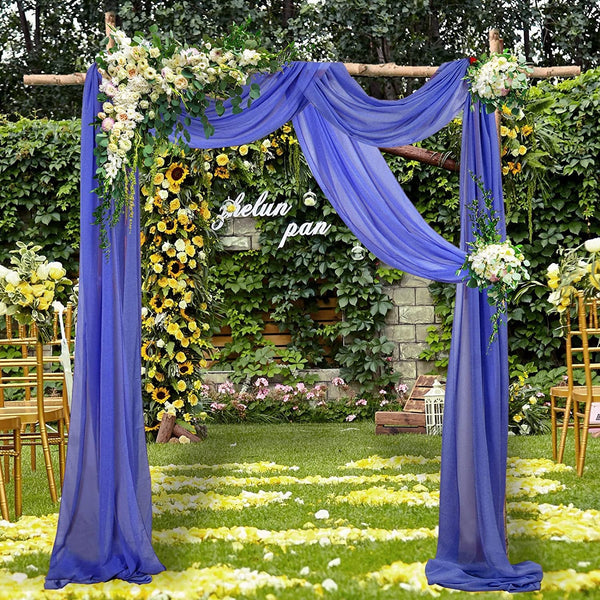 18ft Royal Blue Chiffon Wedding Arch Draping Fabric with 2 Panels for Bridal Decoration