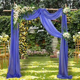 Wedding Arch Draping Fabric 18 Ft Royal Blue Chiffon Fabric for Draping Ceiling 2 Panels Chiffon Wedding Arch Drapes Fabric Sheer Wedding Archway Bridal Decoration (W 29" X L 18Ft, Royal Blue)