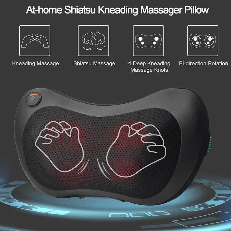 Neck and Back Massager with Heat -Massage Pillow with Remote Control Deep Tissue Shiatsu Kneading Shoulder Massager for Full Body Pain Relief Use at Home Car Office -Birthday Gifts for Him/Her