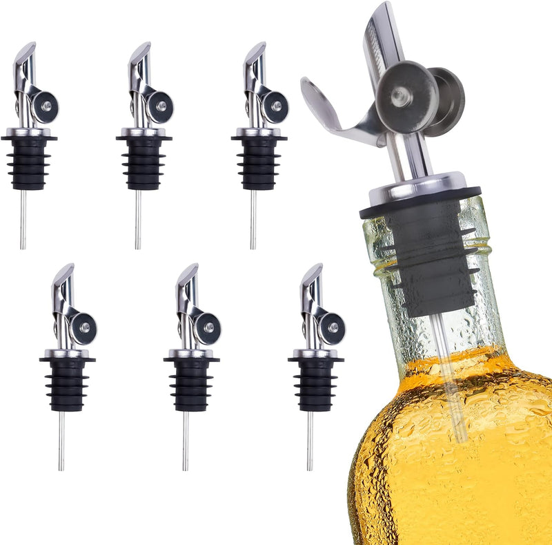 EHOMEA2Z Stainless Steel Liquor Bottle Pourers (12 Pack) Classic Bottle Pourers for Alcohol, Leak-Proof, Dishwasher-Safe Pour Spouts for Liquour Bottles (12, Stainless Steel)