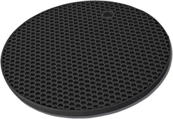 TENOC Silicone Trivet Mats for Hot Pots & Pans, Heat Resistant Pot Holder, Non-Slip Hot Pads for Dishes & Cookware, Multipurpose Kitchen Table Teapot Coaster, 7.1 Inch, 1 Pcs, Black