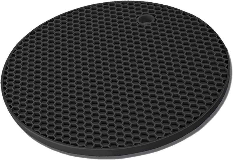 TENOC Silicone Trivet Mats for Hot Pots & Pans, Heat Resistant Pot Holder, Non-Slip Hot Pads for Dishes & Cookware, Multipurpose Kitchen Table Teapot Coaster, 7.1 Inch, 1 Pcs, Black