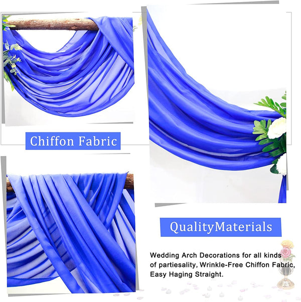 Wedding Chiffon Drapes Sheer Backdrop Curtain - 2 Panel Set Royal Blue 30x20ft and 28x19ft