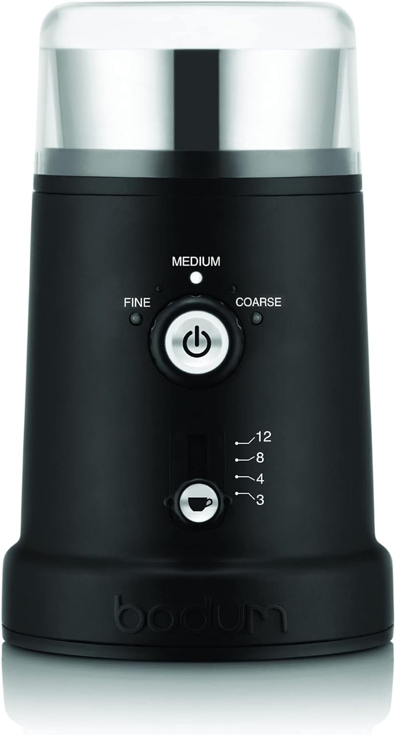Bodum Bistro Electric Coffee Stainless Steel Blade Grinder with Adjustable Grind Settings, 8 Inches, Black