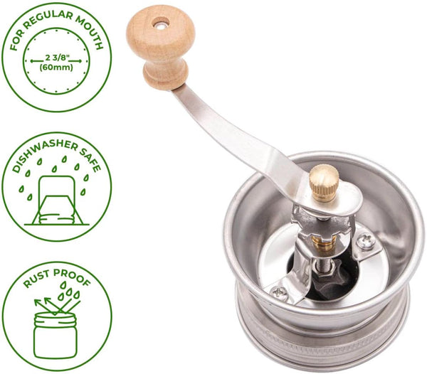 Coffee Grinder Lid for Regular Mouth Mason Jars