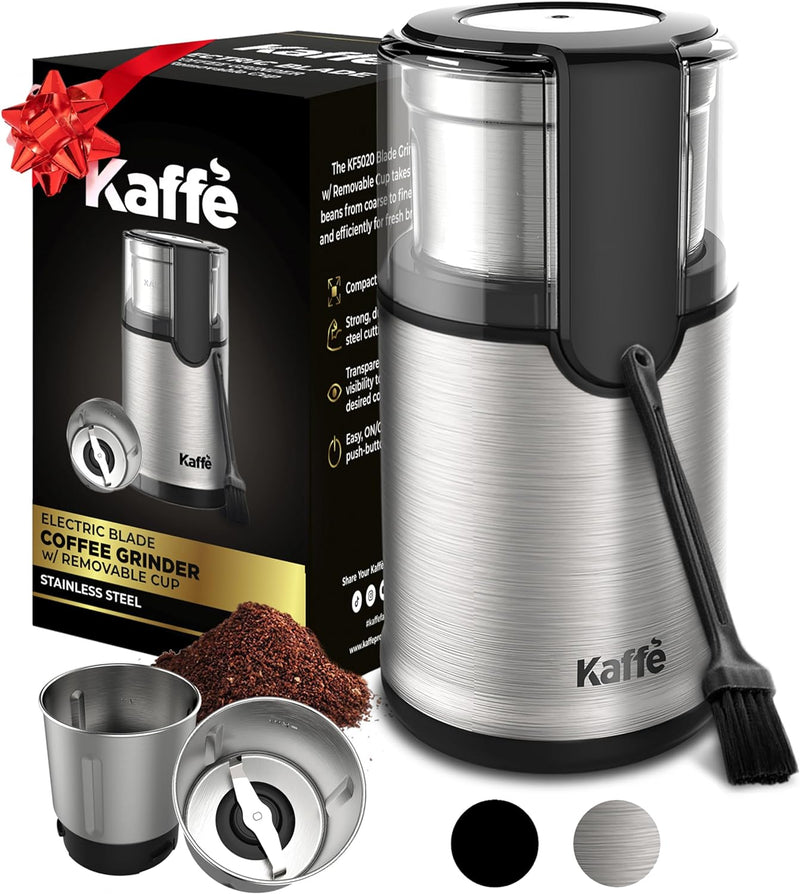 Kaffe Electric Coffee Bean Grinder w/Cleaning Brush. Easy On/Off Operation for Espresso, Cold Brew, Herbs, Spices, Nuts. (14 Cup / 3.5oz) Black