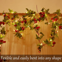 20LED Artificial Rose Flower Garland with Lights, Battery Operated 7.2Ft Rose Vine Fairy String Lights with 42Pcs Flowers for Valentine'S Day, Wedding Bedroom Party Wreath Decor Floral Design