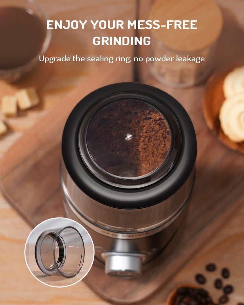 SHARDOR Adjustable Coffee Grinder Electric, Spice Grinder, Coffee Bean Grinder, Espresso Grinder with 1 Removable Stainless Steel Bowl, Black