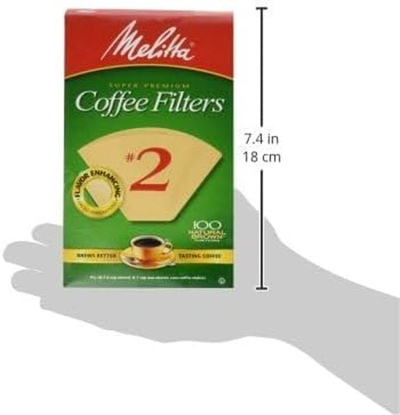 Melitta Cone Coffee Filter #2 100 Count- Natural Brown